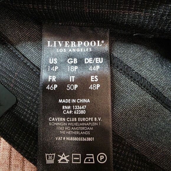 NWT Liverpool Ponte Pants Size 14P Petite Gray Black Plaid Ponte - Picture 11 of 11